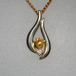 Gold nugget and diamond Flame Pendant (White Gold)
