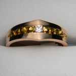 Gold nugget and diamond rose gold ring