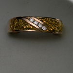 Gold nugget and diamond rose gold ring