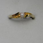 Gold nugget and pearl yellow gold ring