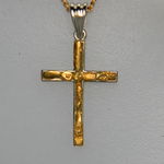 Gold nugget and white gold cross pendant