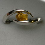 Gold nugget and white gold embrace ring