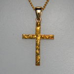 Gold nugget and yellow gold cross pendant