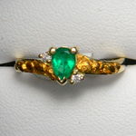Gold nugget emerald ring