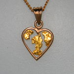 Gold nugget rose gold heart pendant