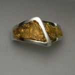 Gold nugget white gold fold over ring
