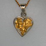 Gold nugget white gold heart pendant