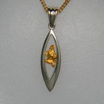 Gold nugget white gold spear pendant
