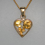 Gold nugget yellow gold heart pendant